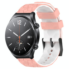 For Xiaomi MI Watch S1 22mm Football Pattern Two-Color Silicone Watch Band(Pink+White)