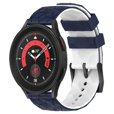 For Samsung Galaxy Watch 5 Pro 45mm 20mm Football Pattern Two-Color Silicone Watch Band(Midnight Blue + White) For Samsung Galaxy Watch 5 Pro 45mm 20mm Football Pattern Two-Color Silicone Watch Band(Midnight Blue + White)