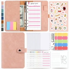 H666 A6 Loose-leaf Binder Cash Budget Handbook Vintage PU Leather Notebook with Window(Pink) H666 A6 Loose-leaf Binder Cash Budget Handbook Vintage PU Leather Notebook with Window(Pink)