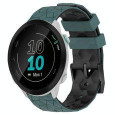 For Garmin Forerunner 55 20mm Football Pattern Two-Color Silicone Watch Band(Olive Green + Black)