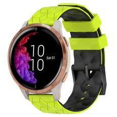 For Garmin Venu 20mm Football Pattern Two-Color Silicone Watch Band(Lime Green + Black)