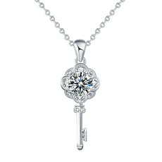 XMA003 Mosan Diamond 925 Silver Key Necklace, Chain Length: 40+5cm Celar Chain
