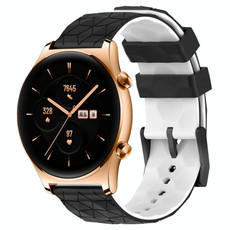 For Honor Watch GS 3 22mm Football Pattern Two-Color Silicone Watch Band(Black+White)