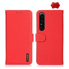 For Sony Xperia 1 IV KHAZNEH Litchi Genuine Leather Phone Case(Red) For Sony Xperia 1 IV KHAZNEH Litchi Genuine Leather Phone Case(Red)