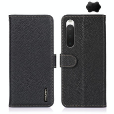 For Sony Xperia 10 IV KHAZNEH Litchi Genuine Leather Phone Case(Black) For Sony Xperia 10 IV KHAZNEH Litchi Genuine Leather Phone Case(Black)