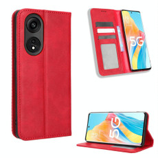 For OPPO Reno8 T 5G / A1 Pro Magnetic Buckle Retro Texture Leather Phone Case(Red) For OPPO Reno8 T 5G / A1 Pro Magnetic Buckle Retro Texture Leather Phone Case(Red)