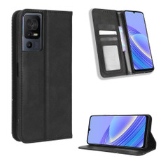 For TCL 40 SE Magnetic Buckle Retro Texture Leather Phone Case(Black) For TCL 40 SE Magnetic Buckle Retro Texture Leather Phone Case(Black)