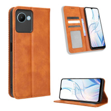 For Realme C30 / C30s Magnetic Buckle Retro Texture Leather Phone Case(Brown) For Realme C30 / C30s Magnetic Buckle Retro Texture Leather Phone Case(Brown)
