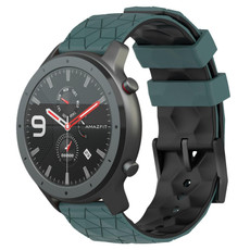 For Amazfit GTR 47mm 22mm Football Texture Two-Color Silicone Watch Band(Olive Green + Black)