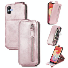 For Samsung Galaxy A04e Zipper Wallet Vertical Flip Leather Phone Case(Rose Gold)
