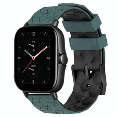 For Amazfit GTS 2E 20mm Football Texture Two-Color Silicone Watch Band(Olive Green + Black)