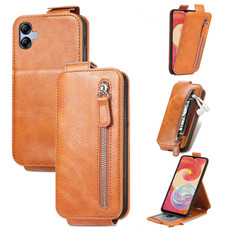 For Samsung Galaxy A04e Zipper Wallet Vertical Flip Leather Phone Case(Brown)