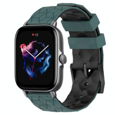 For Amazfit GTS 3 20mm Football Texture Two-Color Silicone Watch Band(Olive Green + Black)