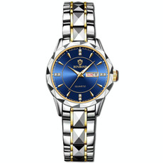 BINBOND B5552 Luminous Multifunctional Business Calendar Quartz Watch(Female-Inter-gold-Blue)