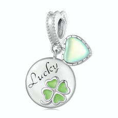 BSC767 Sterling Silver S925 Plated Gold Plated Heart Clover Lettering Bracelet Pendant