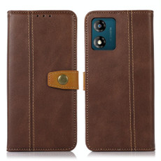 For Motorola Moto E13 4G 2023 Stitching Thread Calf Texture Leather Phone Case(Brown) For Motorola Moto E13 4G 2023 Stitching Thread Calf Texture Leather Phone Case(Brown)