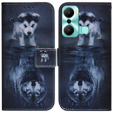 For Infinix Hot 20 Play Coloured Drawing Flip Leather Phone Case(Wolf and Dog) For Infinix Hot 20 Play Coloured Drawing Flip Leather Phone Case(Wolf and Dog)