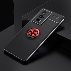 For Xiaomi Redmi K60 Pro Metal Ring Holder 360 Degree Rotating TPU Case(Black+Red)