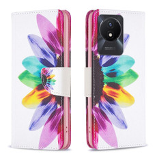 For vivo Y02 4G Drawing Pattern Leather Phone Case(Sun Flower)