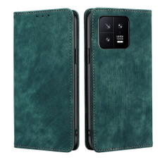 For Xiaomi 13 RFID Anti-theft Brush Magnetic Leather Phone Case(Green)