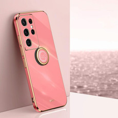 For Samsung Galaxy S21 Ultra 5G XINLI Straight Edge 6D Electroplate TPU Phone Case with Ring Holder(Hawthorn Red) For Samsung Galaxy S21 Ultra 5G XINLI Straight Edge 6D Electroplate TPU Phone Case with Ring Holder(Hawthorn Red)