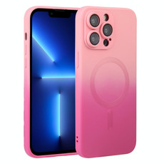 For iPhone 13 Pro Liquid TPU Silicone Gradient MagSafe Phone Case(Pink Red)