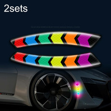 2sets Car Door Anti-Collision Scrape And Rearview Mirror Colorful Safety Warning Reflective Sticker, Style: Glue Model Wheel Eyebrows