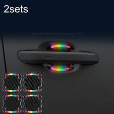 2sets Car Door Anti-Collision Scrape And Rearview Mirror Colorful Safety Warning Reflective Sticker, Style: Glue Model Door Bowl
