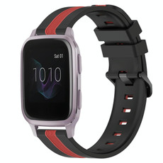For Garmin Venu SQ 20mm Vertical Two-Color Silicone Watch Band(Black+Red)