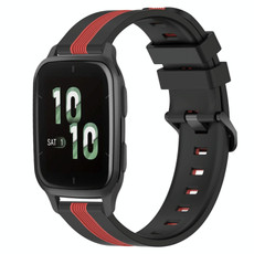 For Garmin Forerunner Sq2 20mm Vertical Two-Color Silicone Watch Band(Black+Red)
