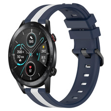 For Honor  Magic Watch2 42mm 20mm Vertical Two-Color Silicone Watch Band(Blue+White) For Honor  Magic Watch2 42mm 20mm Vertical Two-Color Silicone Watch Band(Blue+White)
