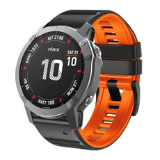 For Garmin Fenix 7X / 6X / 5X 26mm Two-Color Silicone Watch Band(Black Orange)