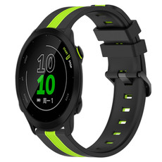 For Garmin Forerunner 158 20mm Vertical Two-Color Silicone Watch Band(Black+Lime Green)