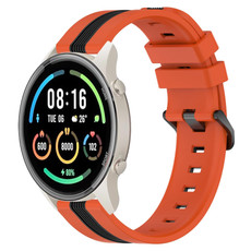For Xiaomi MI Watch Sport 22mm Vertical Two-Color Silicone Watch Band(Orange+Black) For Xiaomi MI Watch Sport 22mm Vertical Two-Color Silicone Watch Band(Orange+Black)