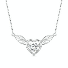 BSN287 Sterling Silver S925 Vibrant Wings White Gold Plated Zircon Necklace