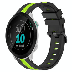 For Garmin Forerunner 55 20mm Vertical Two-Color Silicone Watch Band(Black+Lime Green)