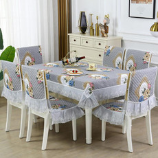 Home Dining Table/Chair Non-Slip Cover, Size: 150x200cm Tablecloths(European Flower Mirror Gray)
