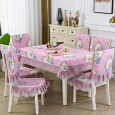 Home Dining Table/Chair Non-Slip Cover, Size: 150x200cm Tablecloths(European Flower Mirror Pink)
