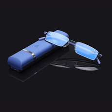 Lightweight Anti-blue Light Presbyopic Glasses Senior Clear Glasses With Case, Degree: 4.00(Blue)