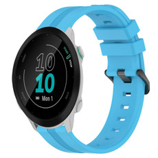 For Garmin Forerunner 55 20mm Concave Striped Slicone Watch Band(Sky Blue)