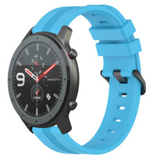 For Amazfit GTR 47mm 22mm Concave Striped Slicone Watch Band(Skyblue) For Amazfit GTR 47mm 22mm Concave Striped Slicone Watch Band(Skyblue)