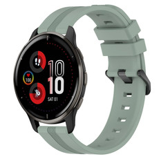 For Garmin Venu 2 Plus 20mm Concave Striped Slicone Watch Band(Grayish Green)