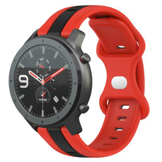 For Amazfit GTR 47mm 22mm Butterfly Buckle Two-Color Silicone Watch Band(Red+Black)