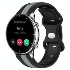 For Amazfit GTR 2 22mm Butterfly Buckle Two-Color Silicone Watch Band(Black+Grey) For Amazfit GTR 2 22mm Butterfly Buckle Two-Color Silicone Watch Band(Black+Grey)
