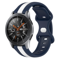 For Samsung Galaxy Watch 46mm 22mm Butterfly Buckle Two-Color Silicone Watch Band(White+Blue)