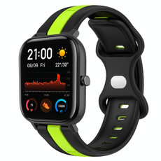 For Amazfit GTS 20mm Butterfly Buckle Two-Color Silicone Watch Band(Black+Green) For Amazfit GTS 20mm Butterfly Buckle Two-Color Silicone Watch Band(Black+Green)