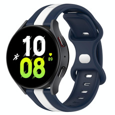 For Samsung Galaxy Watch5 44mm 20mm Butterfly Buckle Two-Color Silicone Watch Band(White+Blue) For Samsung Galaxy Watch5 44mm 20mm Butterfly Buckle Two-Color Silicone Watch Band(White+Blue)