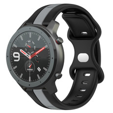 For Amazfit GTR 47mm 22mm Butterfly Buckle Two-Color Silicone Watch Band(Black+Grey) For Amazfit GTR 47mm 22mm Butterfly Buckle Two-Color Silicone Watch Band(Black+Grey)