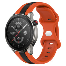 For Amazfit GTR 4 22mm Butterfly Buckle Two-Color Silicone Watch Band(Orange+Black) For Amazfit GTR 4 22mm Butterfly Buckle Two-Color Silicone Watch Band(Orange+Black)