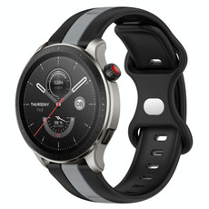 For Amazfit GTR 4 22mm Butterfly Buckle Two-Color Silicone Watch Band(Black+Grey) For Amazfit GTR 4 22mm Butterfly Buckle Two-Color Silicone Watch Band(Black+Grey)